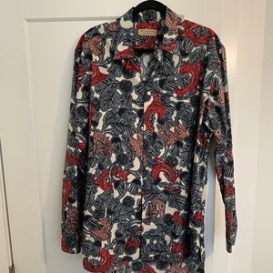 BURBERRY Men's Long Sleeve Print Shirt NWOT, 100% Cotton, XXL